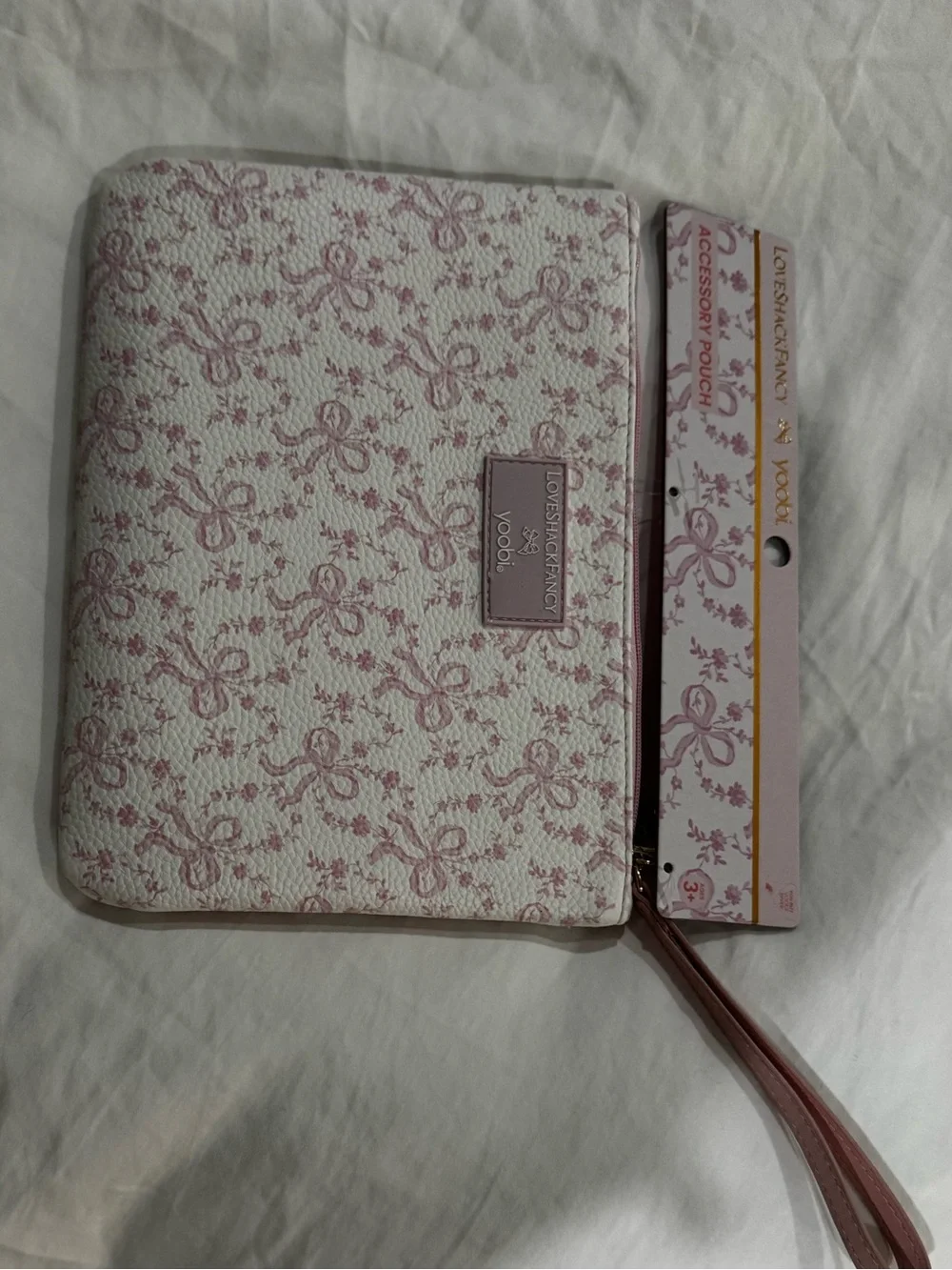 💗🎯LoveShackFancy x Target - Yoobi Coquette Bow Flat Zip Pencil Case with Strap